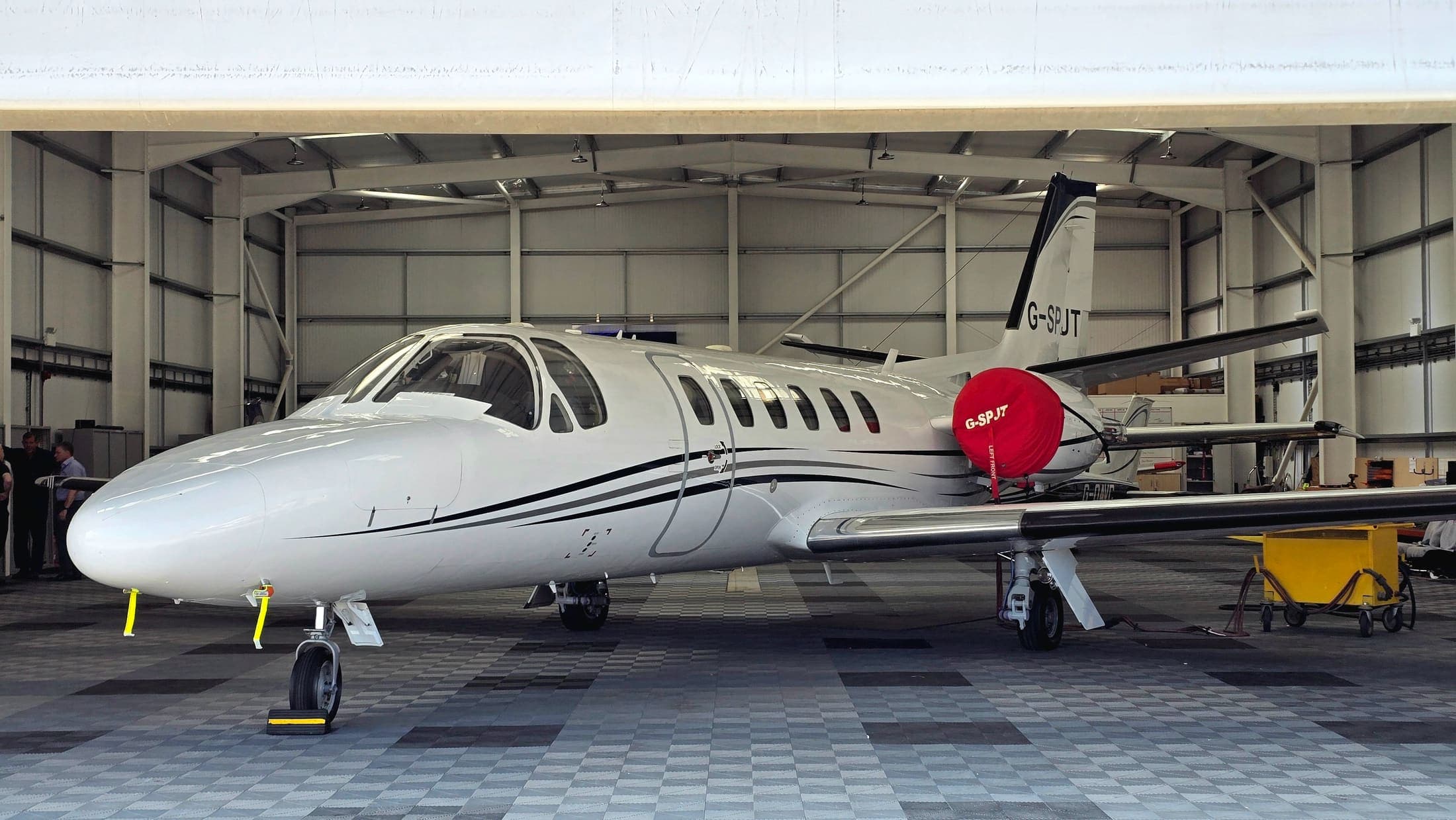 A charter Citation in the hangar after a routine dry wash, de-bug and degrease before its next trip